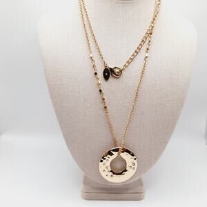 Chico’s Rhinestone Round Sliding Pendant Necklace – Adjust. Long 36 Inch Jewelry